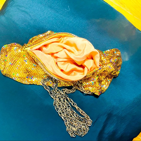 Mesh Link Slouchy Bronze Crossbody Purse - Picture 3 of 4